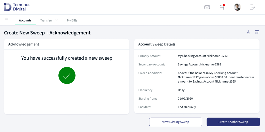 New Sweep Acknowledgement